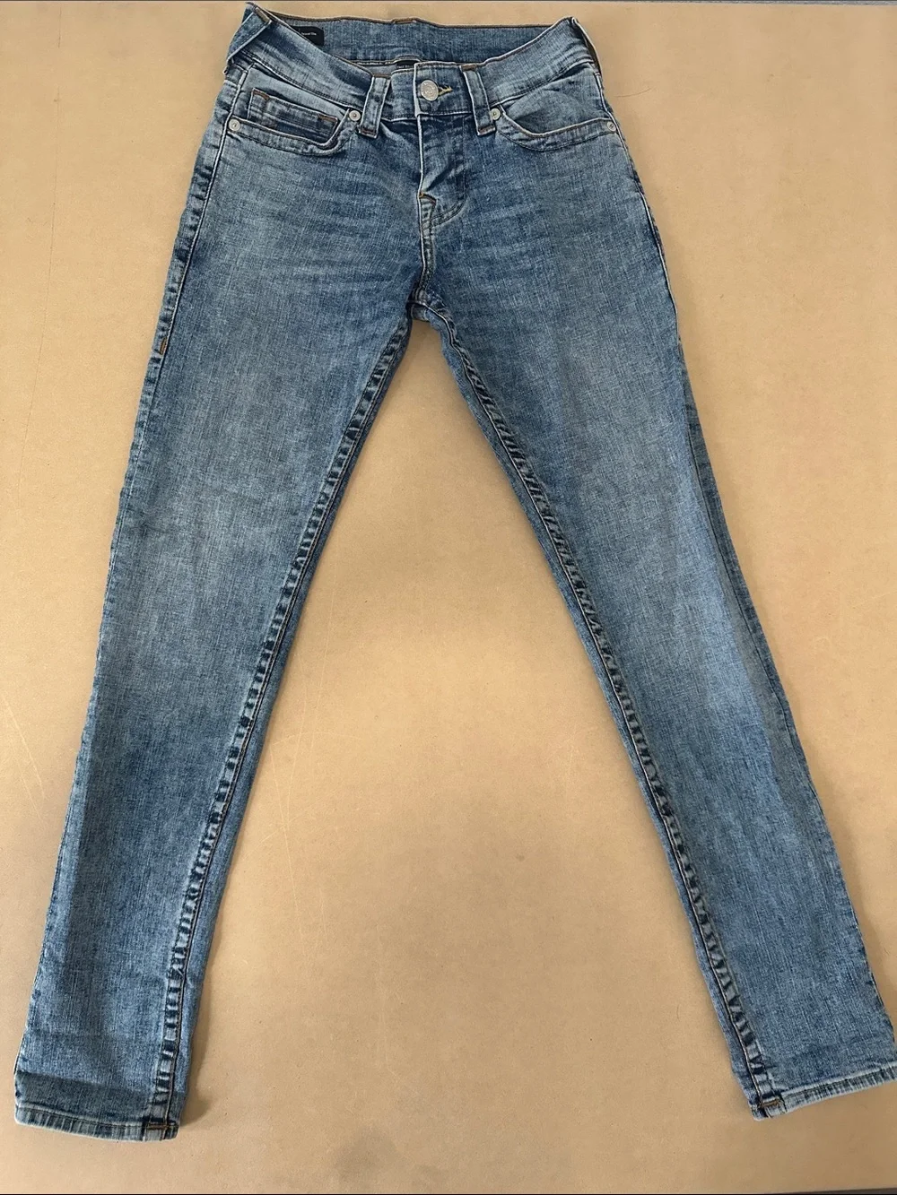 True Religion Geno Relaxed Slim Jeans Blue Medium Wash No Flap Size 27 Men's